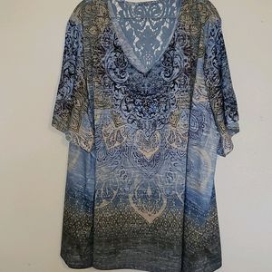 Catherines plus size blue print SS blouse